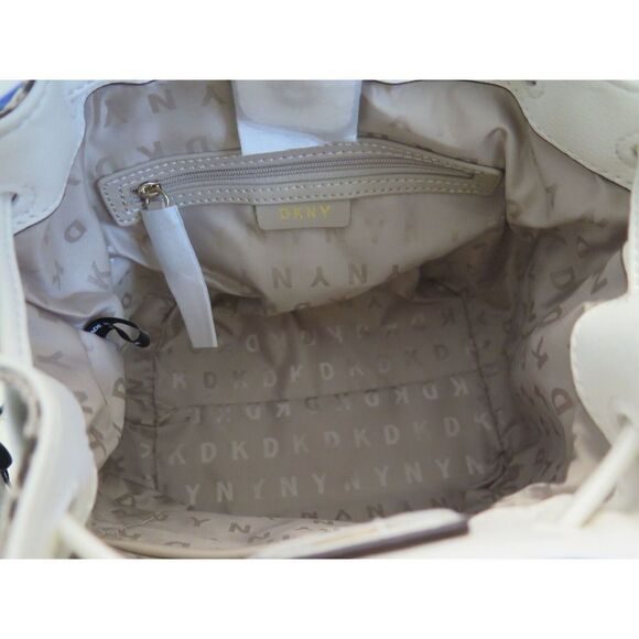 DKNY R11JFE13 White/Brown Signature Jacquard Noho Bucket Shoulder Bag $198 - Picture 10 of 13